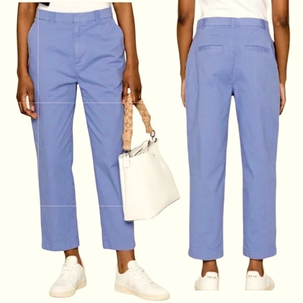 Gap Everyday High Rise Pants Sz 8 Blue Gray Ankle Denim Chino Minimalist Coastal